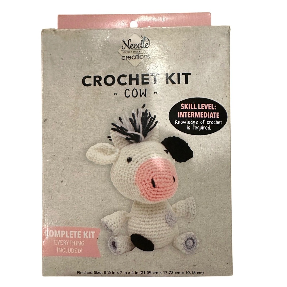 Needle Creations Crochet Kit Cow Amigurumi DIY Stuffed Animal NC-CRCHKT-COW